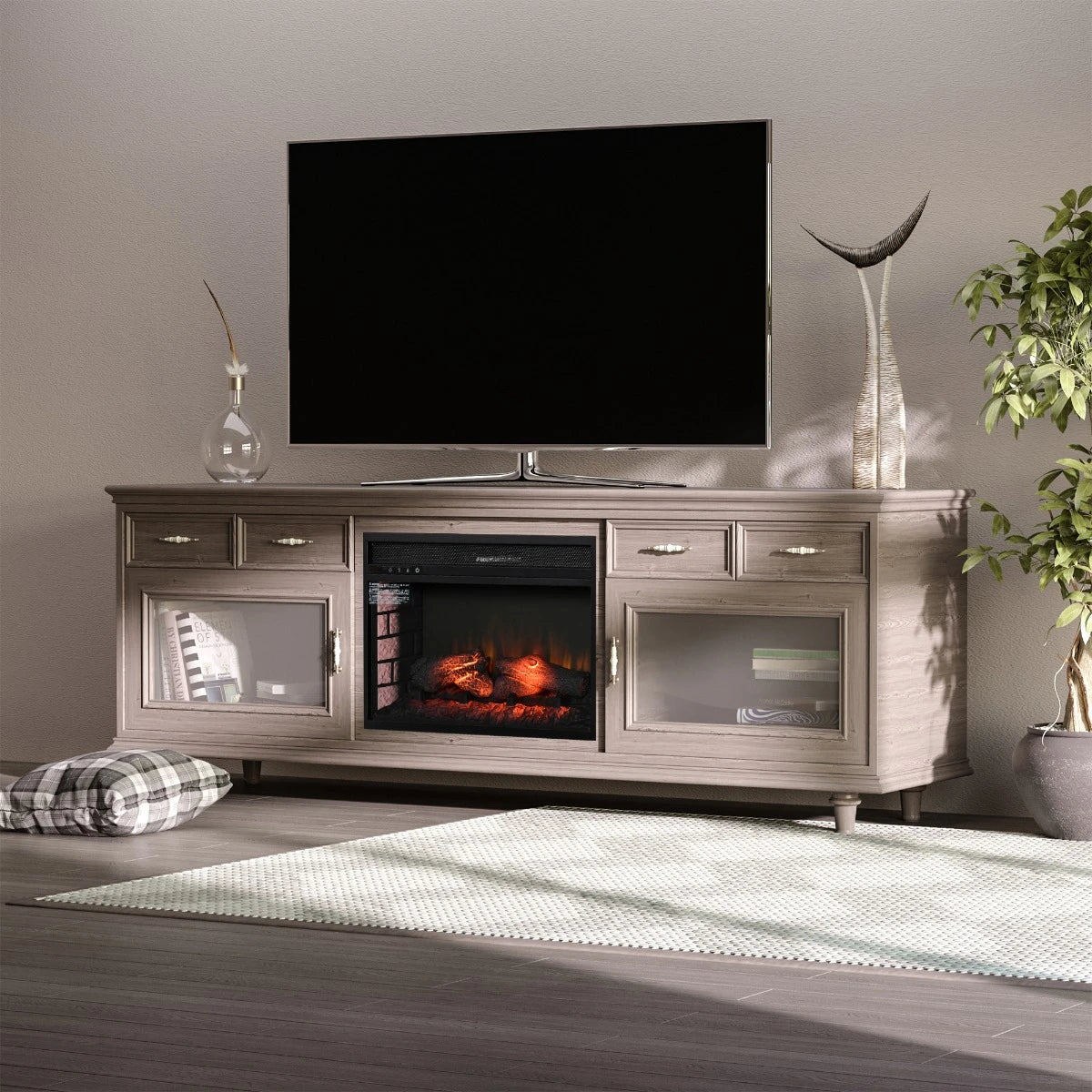 Realistic Log Flame Fireplace Insert for Home Decor