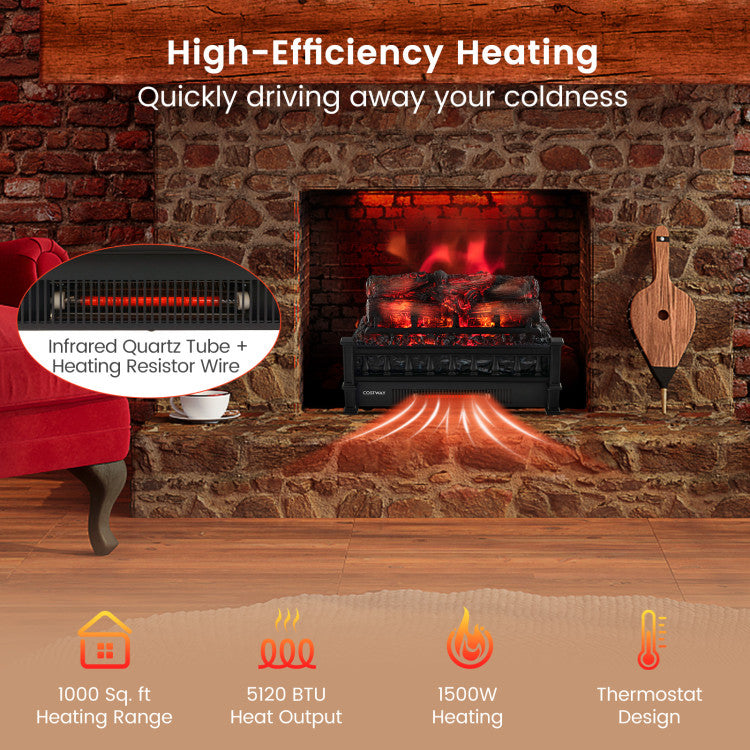 Realistic Resin Log Electric Fireplace Insert