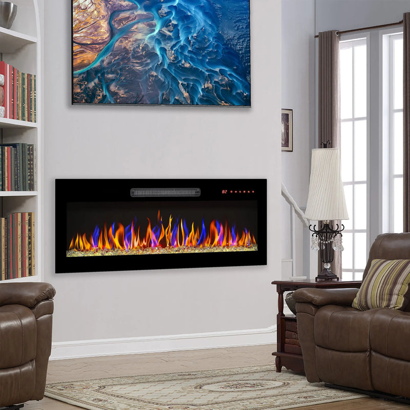 Recessed 36-inch ultra-thin electric fireplace for modern homes