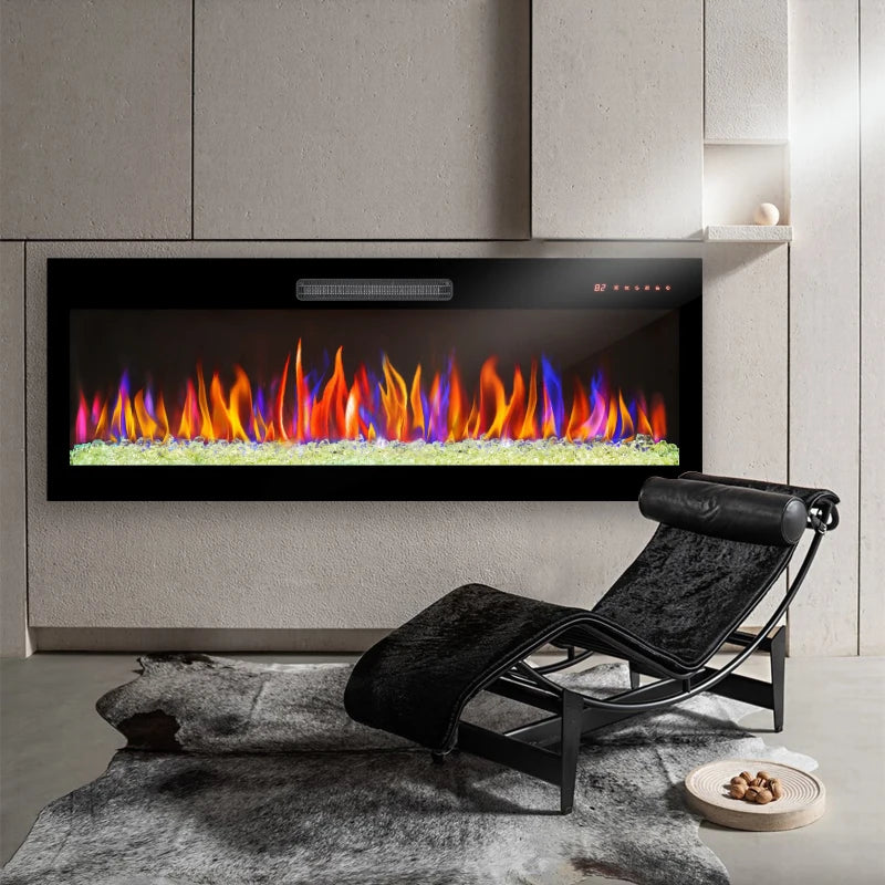 Recessed 60" Electric Fireplace with Ultra-Thin Design