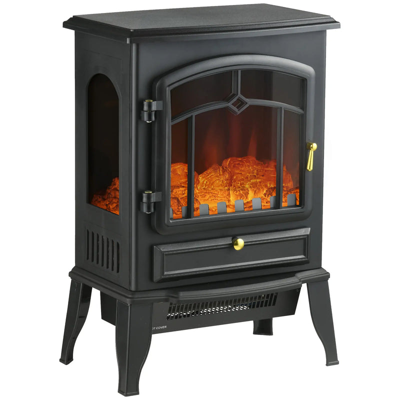 Recessed electric fireplace ideal for living rooms.