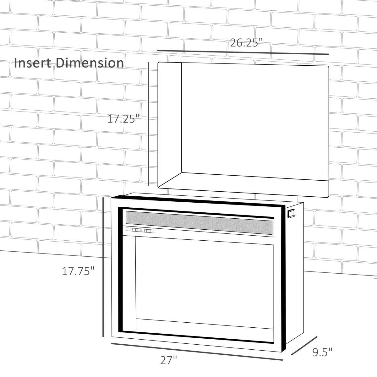 Recessed Electric Fireplace Insert for Wooden Cabinet