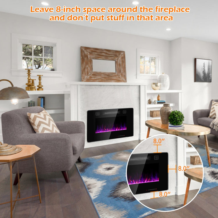 Recessed Fireplace in Living Room Setup with TV