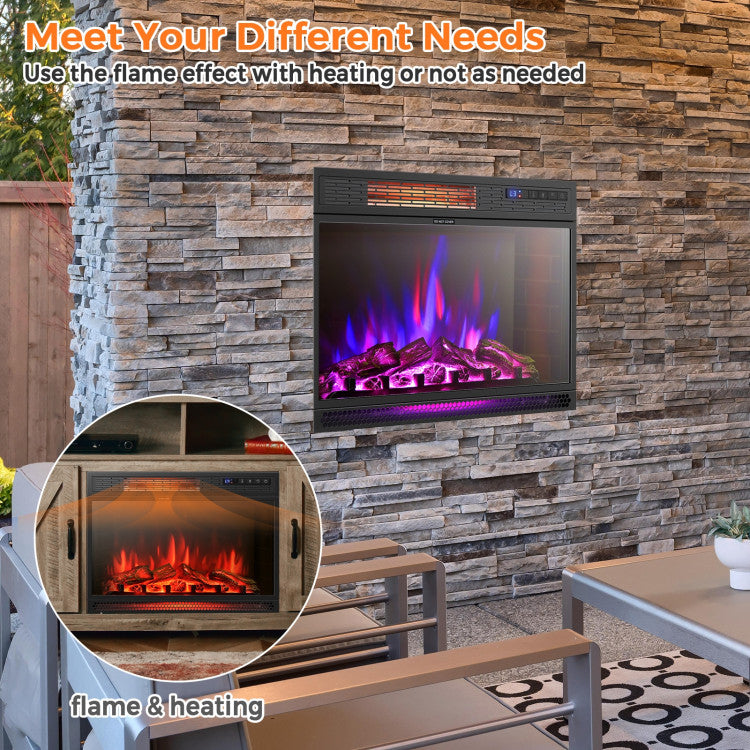 Recessed electric fireplace designed for 2x4 wall installation