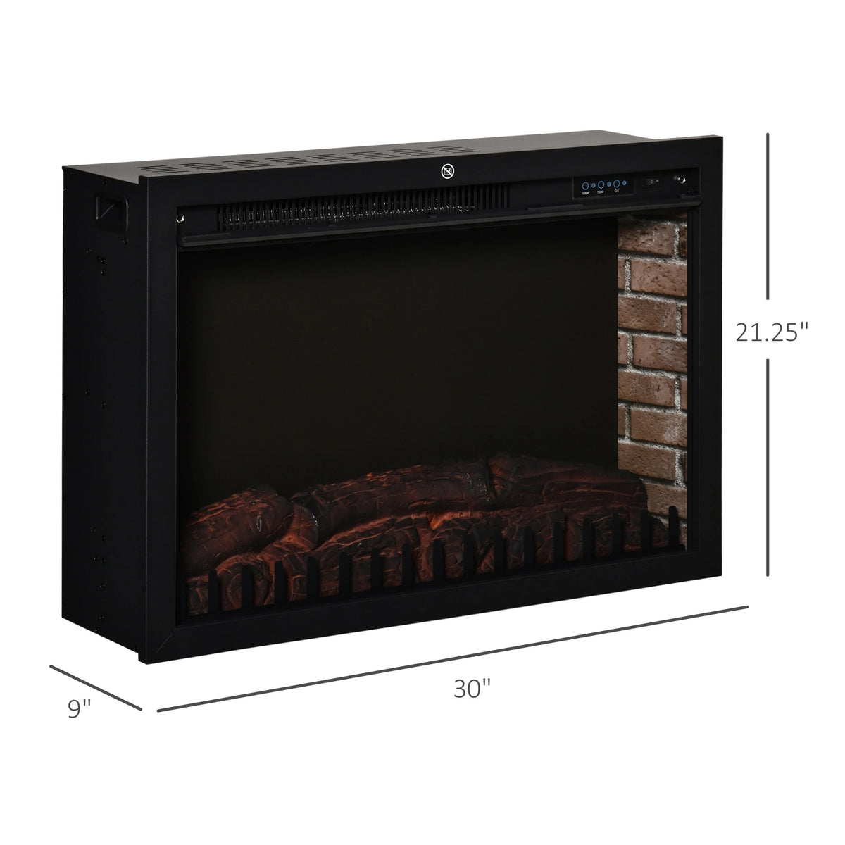 Recessed electric fireplace heater with modern design