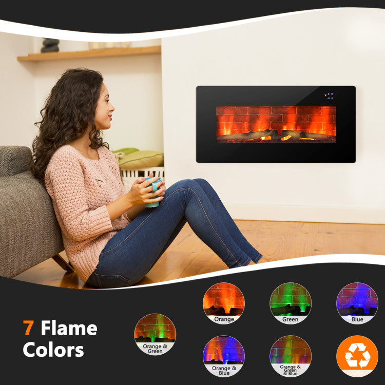Electric fireplace with vivid 7-color flame effects