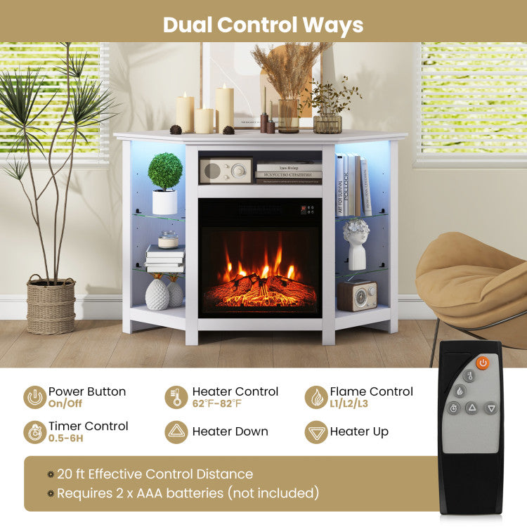 Remote-controlled electric fireplace in modern living room