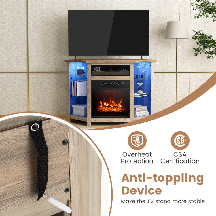 Remote-controlled electric fireplace in modern living room