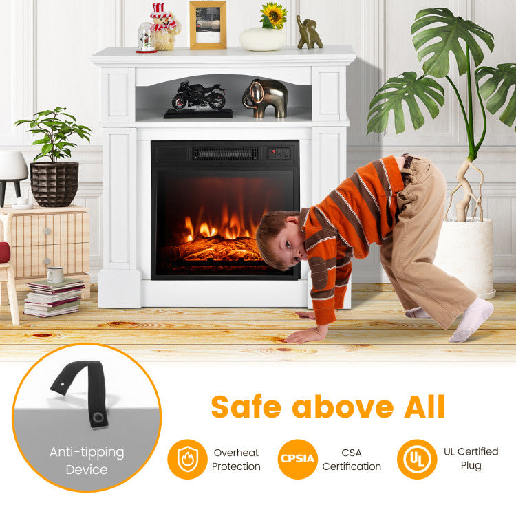 Remote control view of electric fireplace TV stand