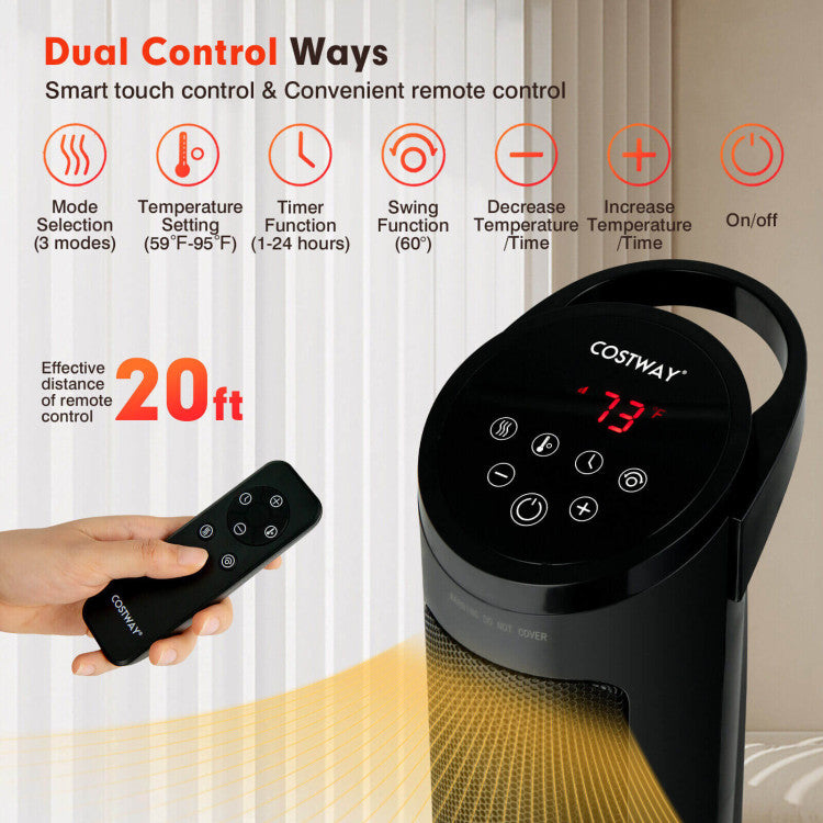 Remote control electric heater with quiet operation