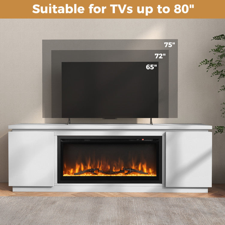 Remote-controlled electric fireplace TV unit