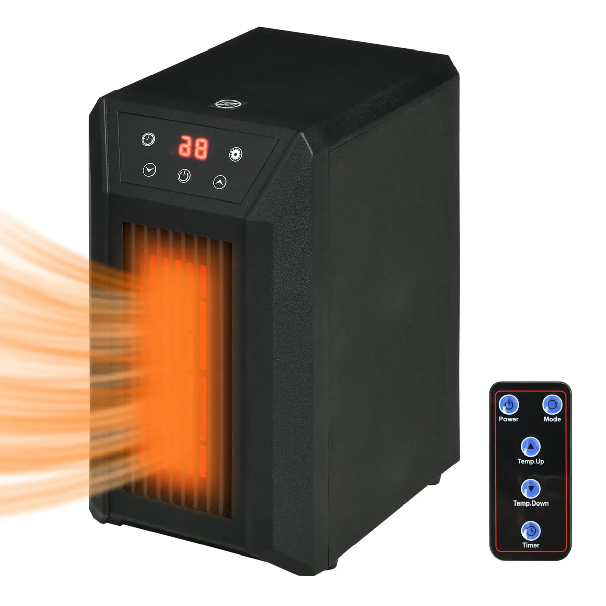 Remote control space heater for convenient temperature adjustments