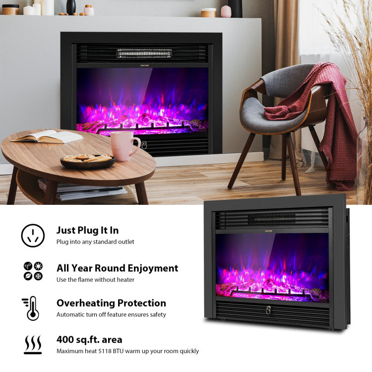 Electric fireplace with remote control for wall units
