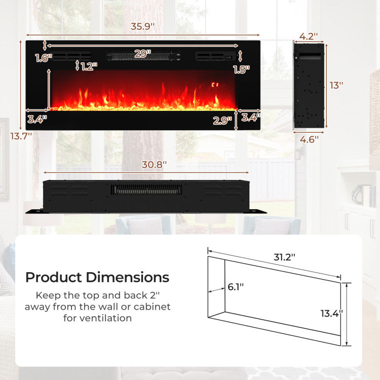 Remote Controlled Electric Fireplace with Flames