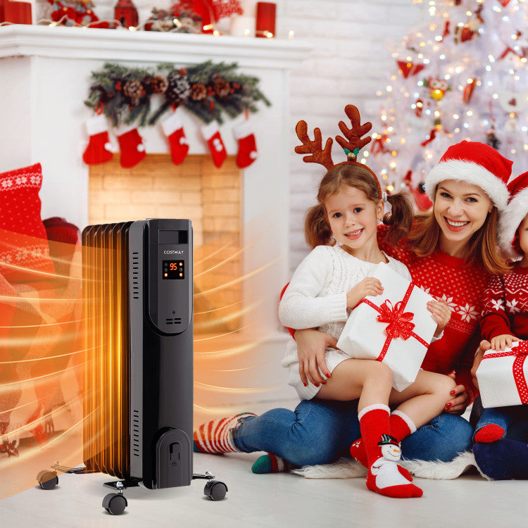 Space heater with remote control and LED temperature display