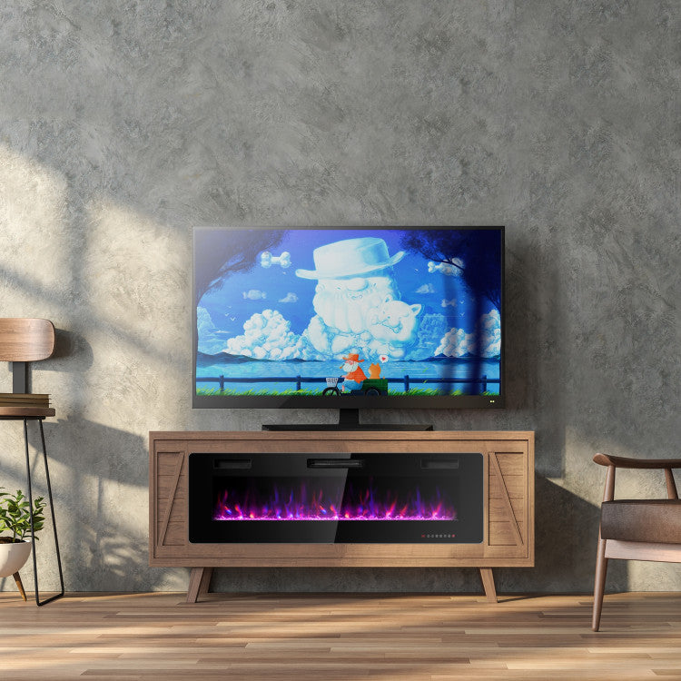 LED electric fireplace with remote control and multi-settings