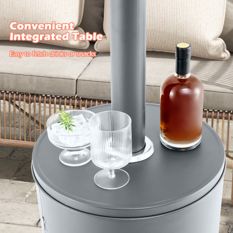 Tabletop space for storage and drinks