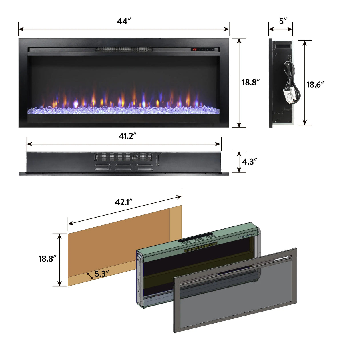 CSA/UL certified electric fireplace with overheat protection
