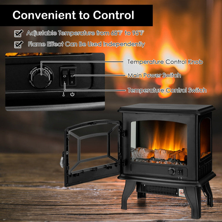 Demonstration of the cool-to-touch surface on the electric fireplace heater for safety