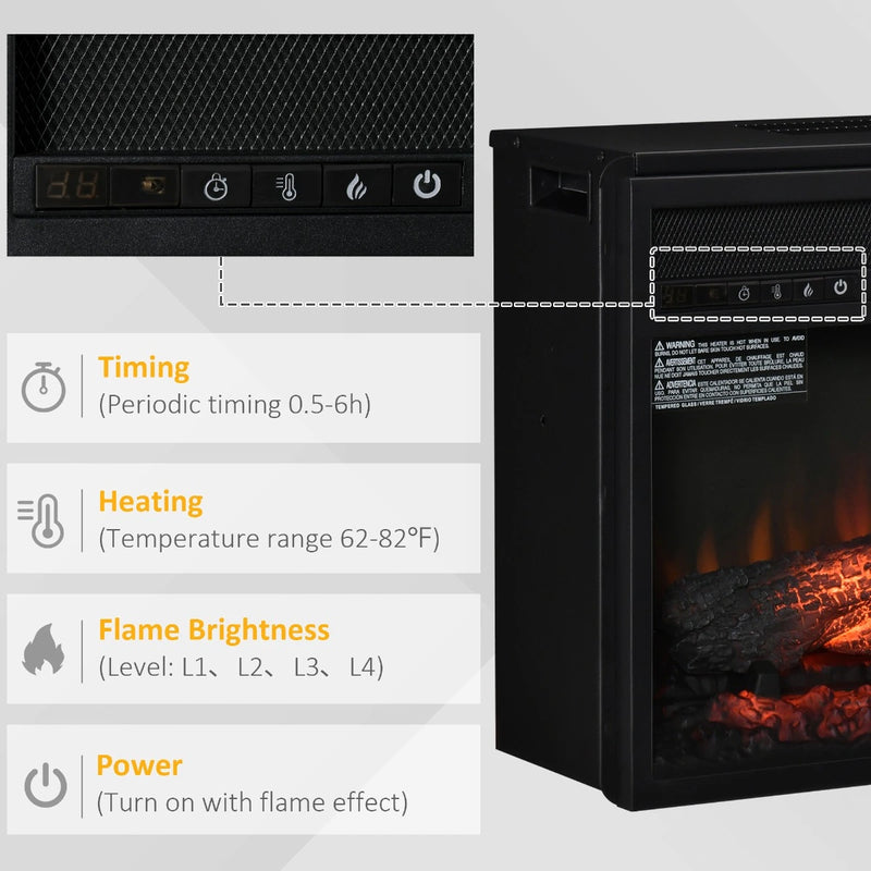 Electric Fireplace Insert with Overheat Protection & Timer