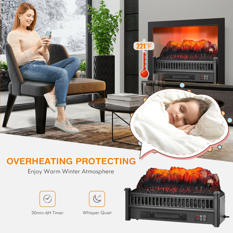 Overheat-protected electric fireplace heater insert