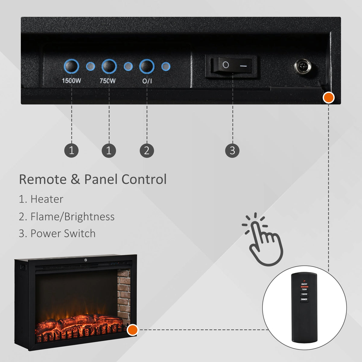 Child-safe electric fireplace with overheat protection
