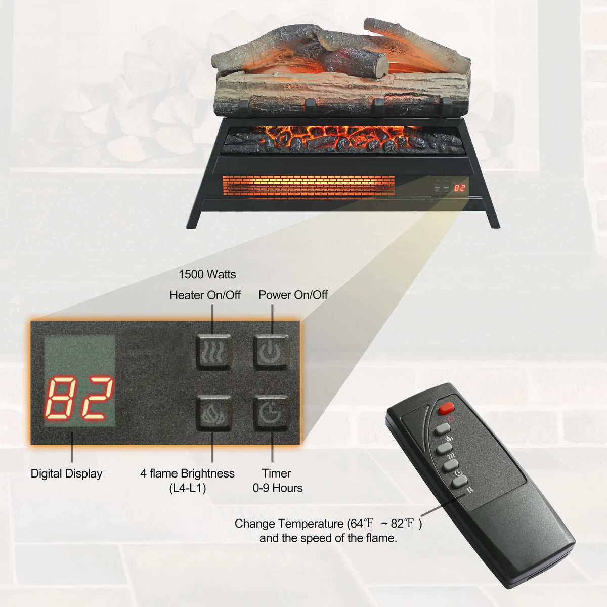 CSA/UL certified electric fireplace with overheat protection
