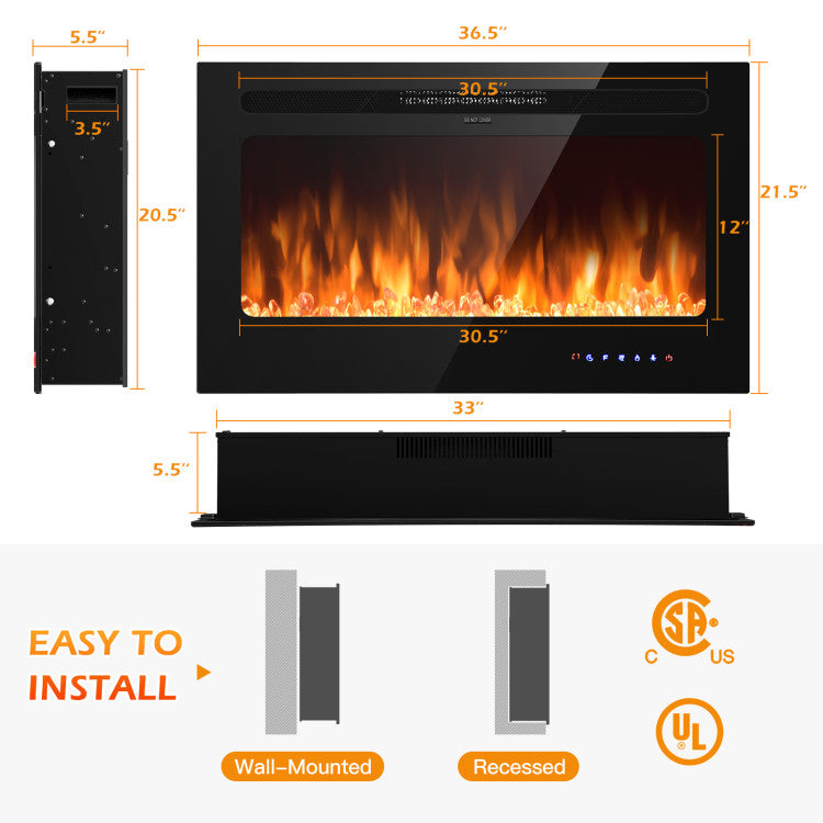 Close-up of tempered glass on safe and durable electric fireplace unit