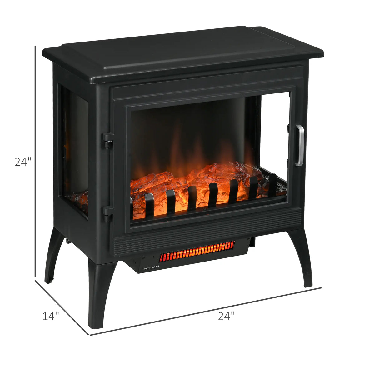 HOMCOM electric fireplace with tempered glass for safe heat insulation