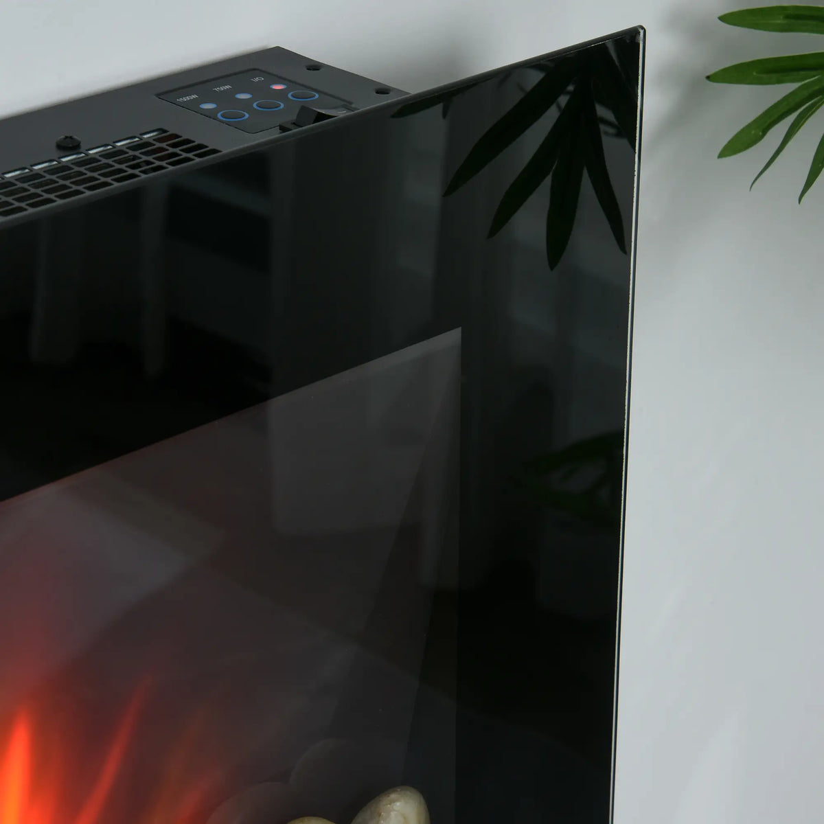 Electric fireplace with built-in overheat protection.