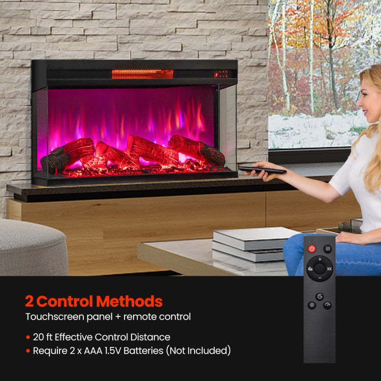 Sleek 3-Sided Electric Fireplace