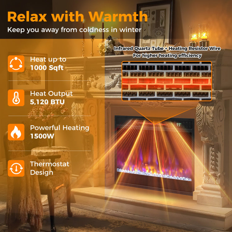 Sleep mode electric fireplace with low noise