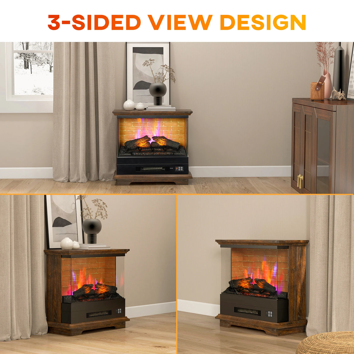 Small fireplace heater with adjustable heat settings