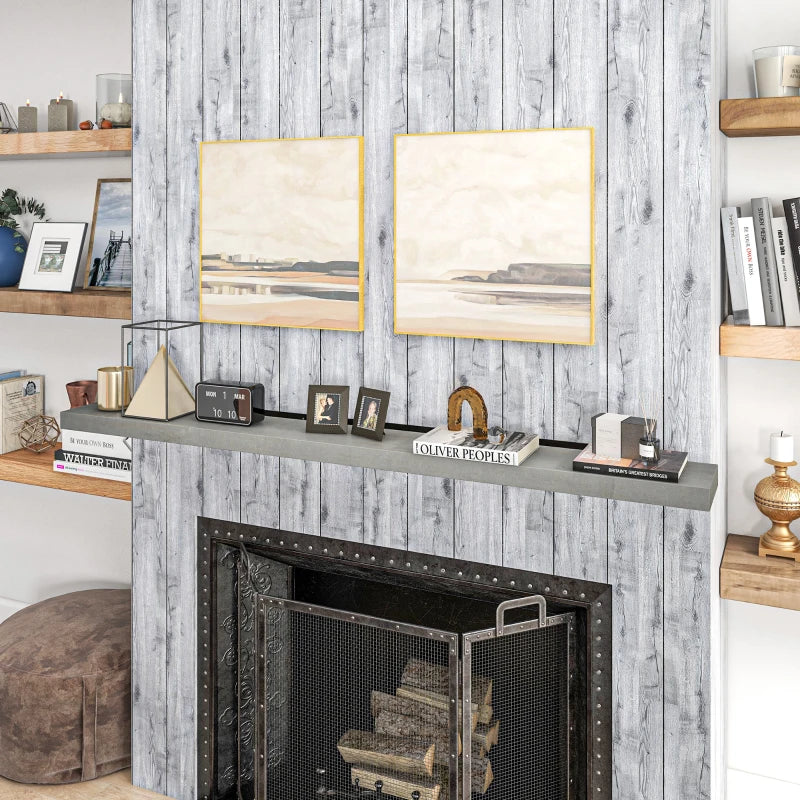 Solid wood floating mantel for modern fireplace surrounds