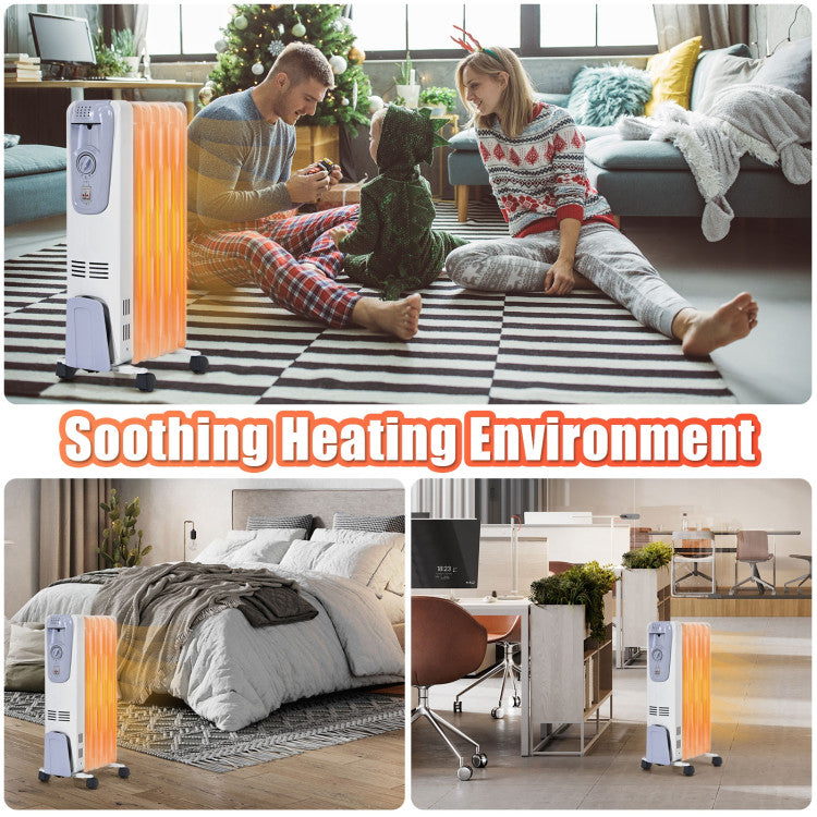 Compact heater placed under an office desk