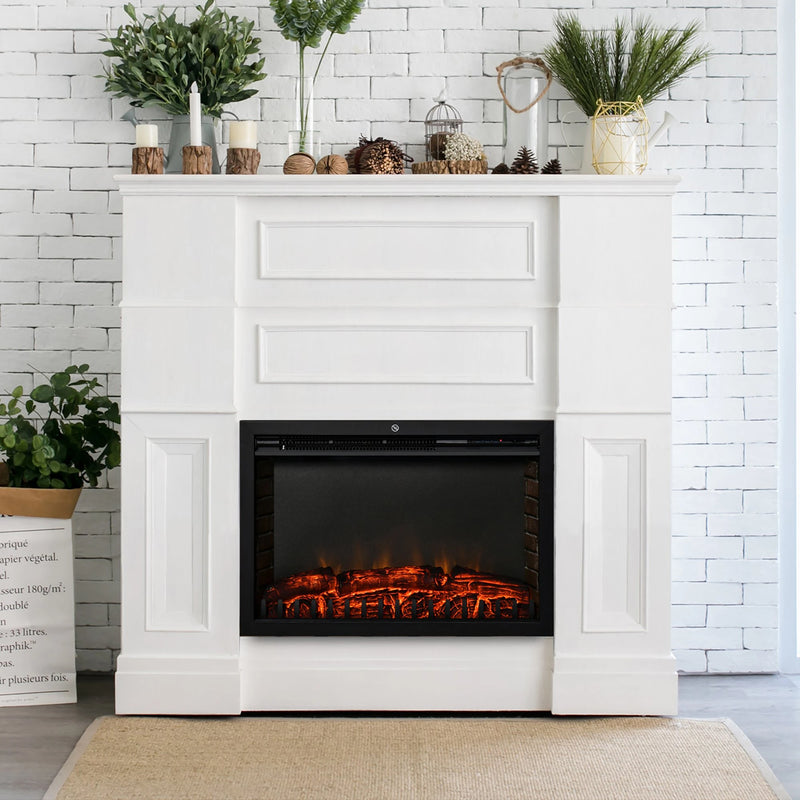 Compact and stylish recessed electric fireplace heater
