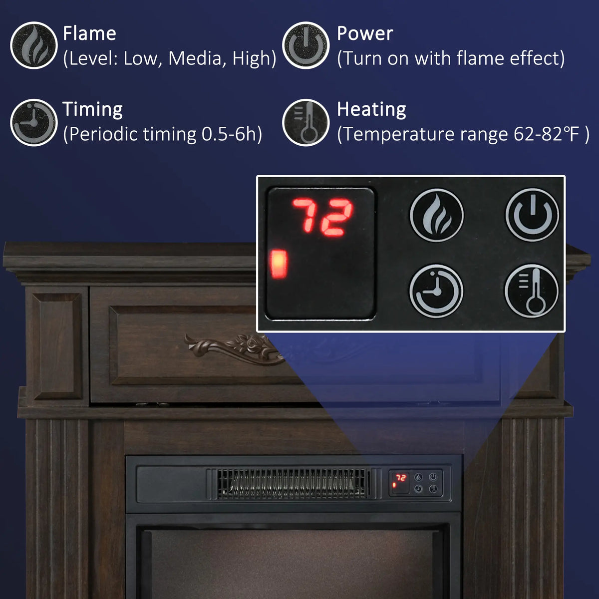 Space-Saving Media Console with Electric Fireplace