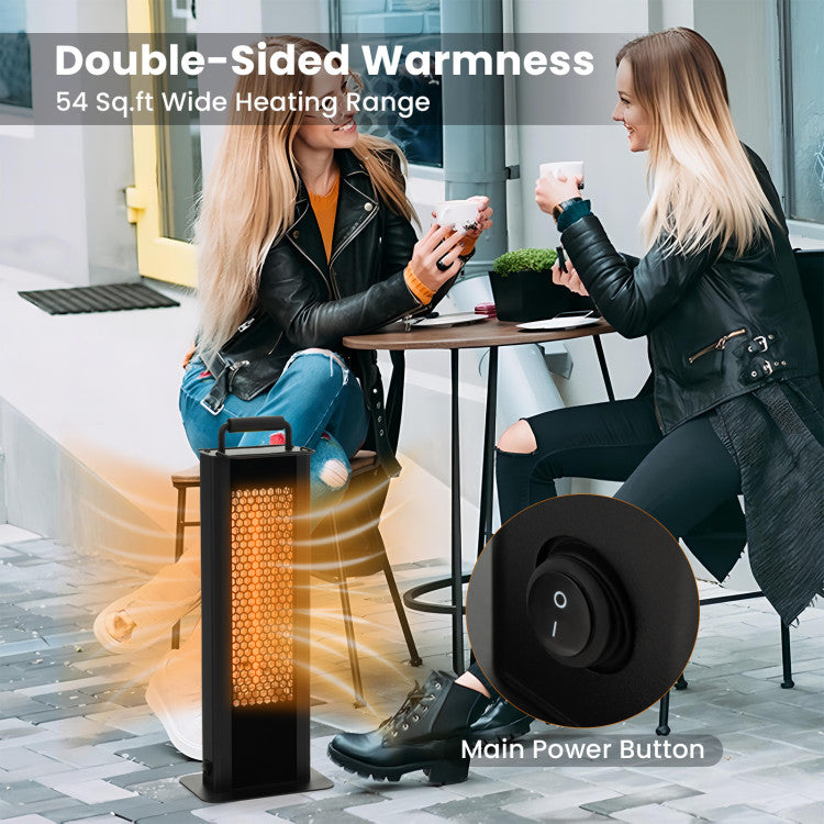 Portable design heater with space-saving handle