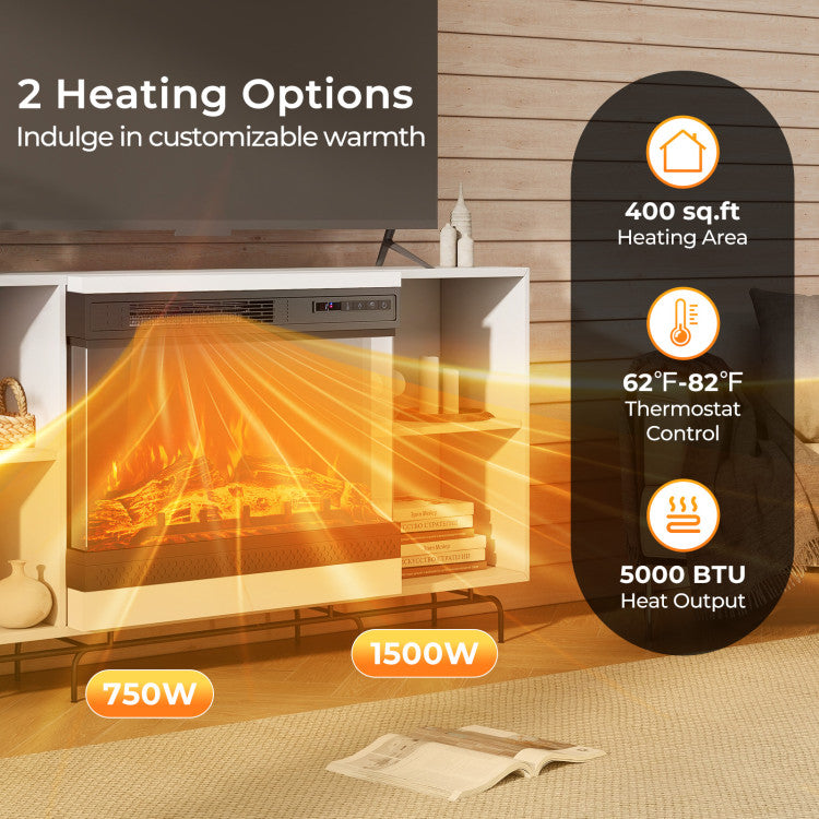 Tempered Glass Electric Fireplace 24 Inch