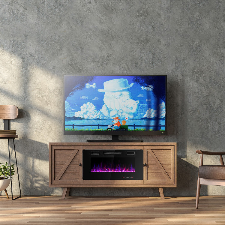 Slim Electric Fireplace with Adjustable Flame Colors