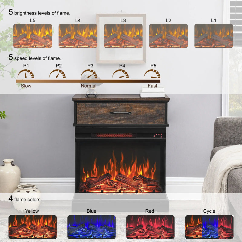 Three-Sided Electric Fireplace Insert for Home Heating