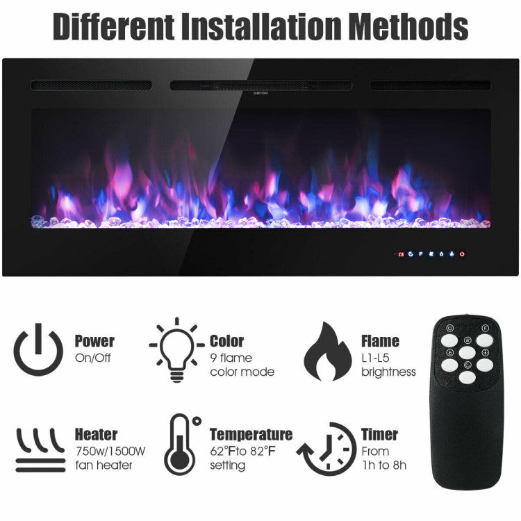 Touch LED control panel for electric fireplace insert