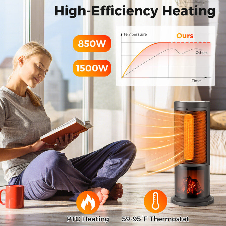 Tower space heater ideal for bedrooms, offices, or small 
