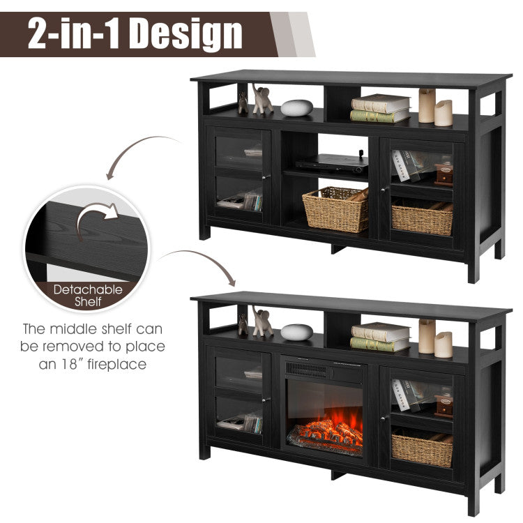 TV Cabinet Fireplace Media Center with Rustic Style