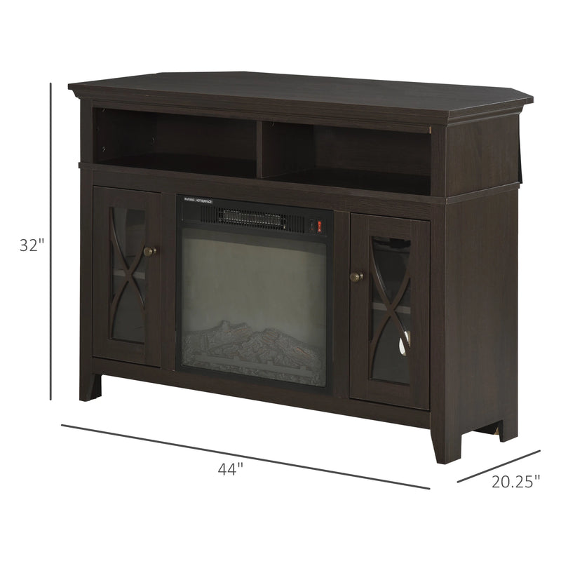 TV Cabinet with Built-in Fireplace & Adjustable Shelving