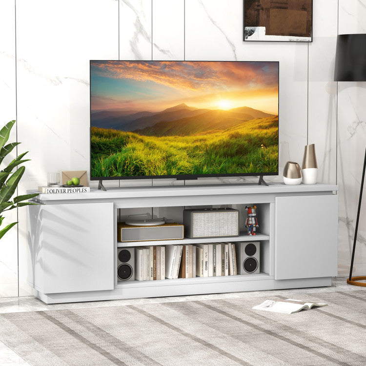 Front view of modern TV cabinet with fireplace compatibility