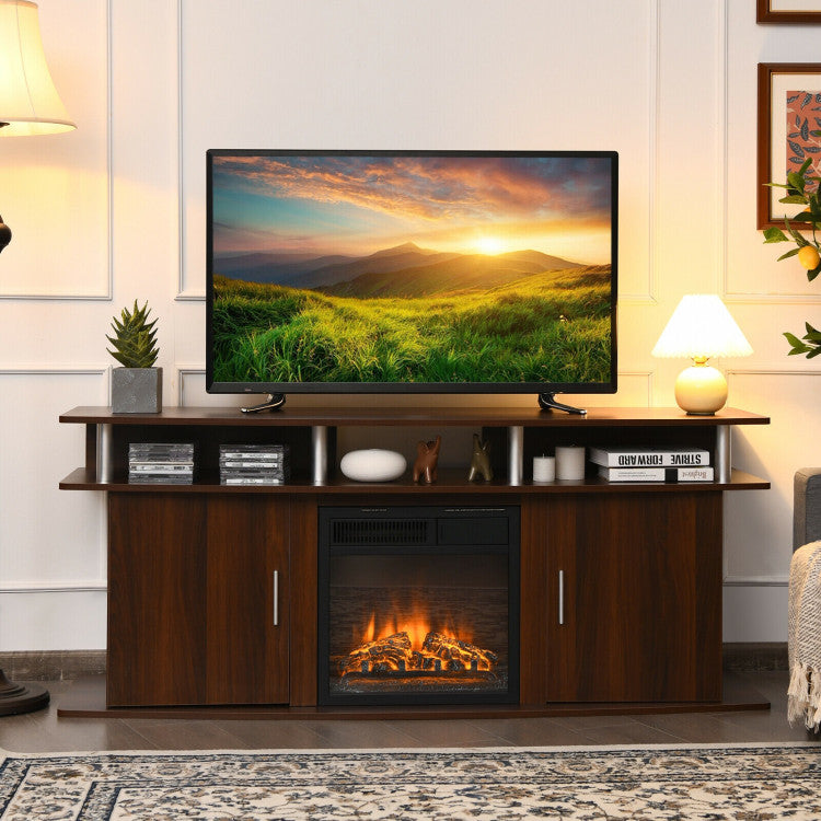 TV console with removable middle shelf for fireplace