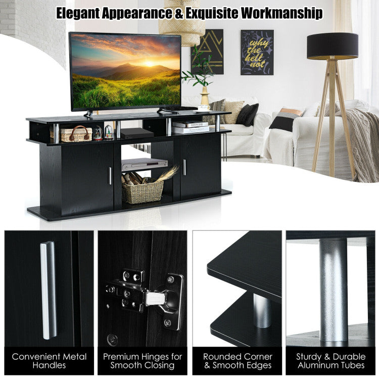TV fireplace unit with user-friendly metal cabinet handles