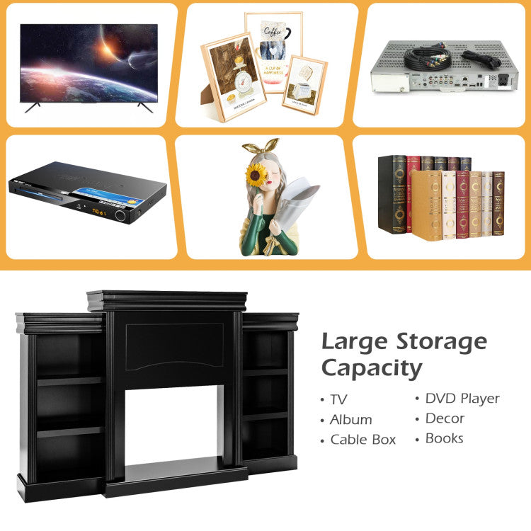 MDF TV media stand compatible with electric fireplace insert