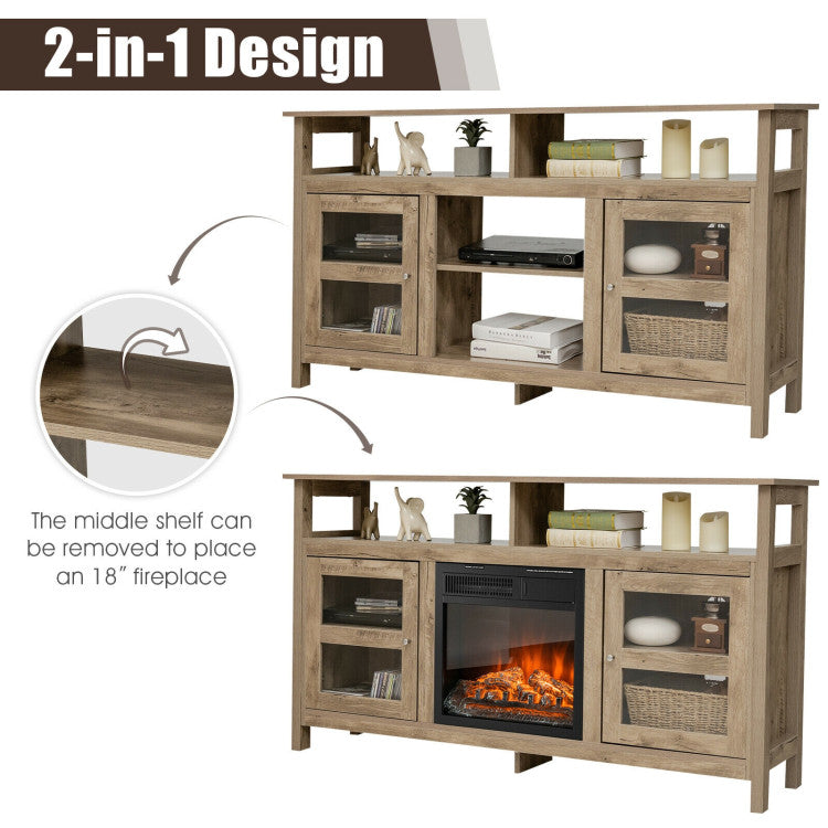 TV Media Unit with Built-In Fireplace Slot